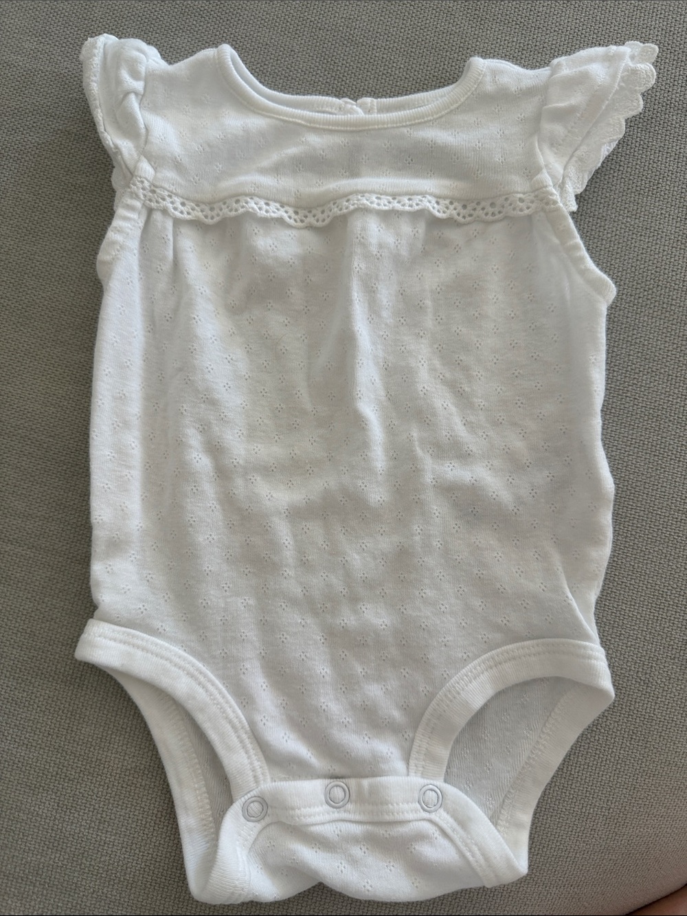 Baby B’gosh- White Baby Girls' Eyelet Bodysuit - Soft Cotton
